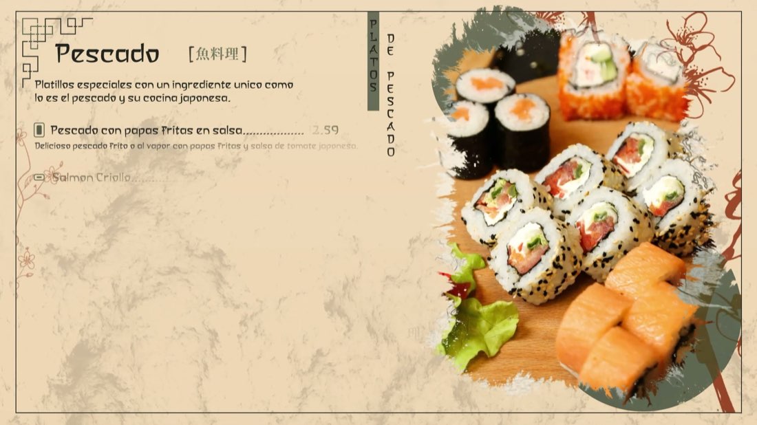 Menú animado en motion graphics